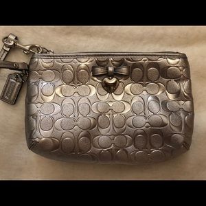 Coach Brand Patterned Wristlet, Silver